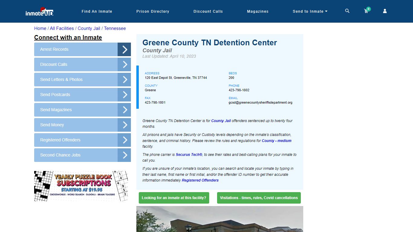 Greene County TN Detention Center - Inmate Locator - Greeneville, TN