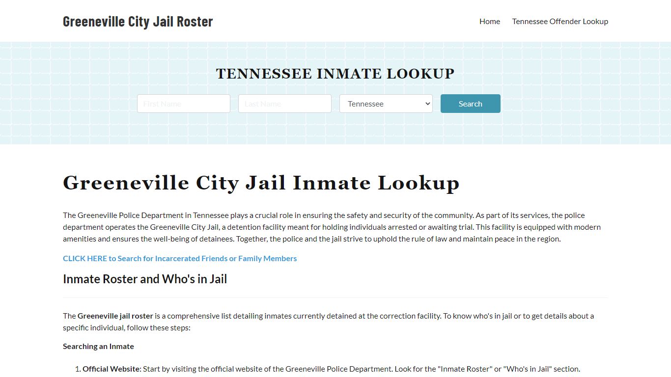 Greeneville Police Department & City Jail, TN Inmate Roster, Arrests ...